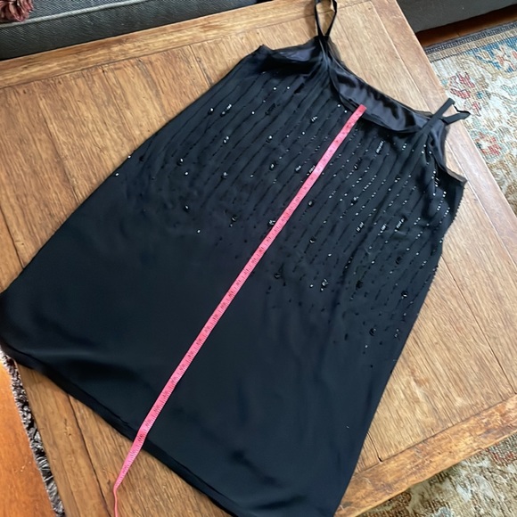 Eileen Fisher 100% Silk Dress Black with sequins spaghetti straps. Size 16 - Picture 12 of 14